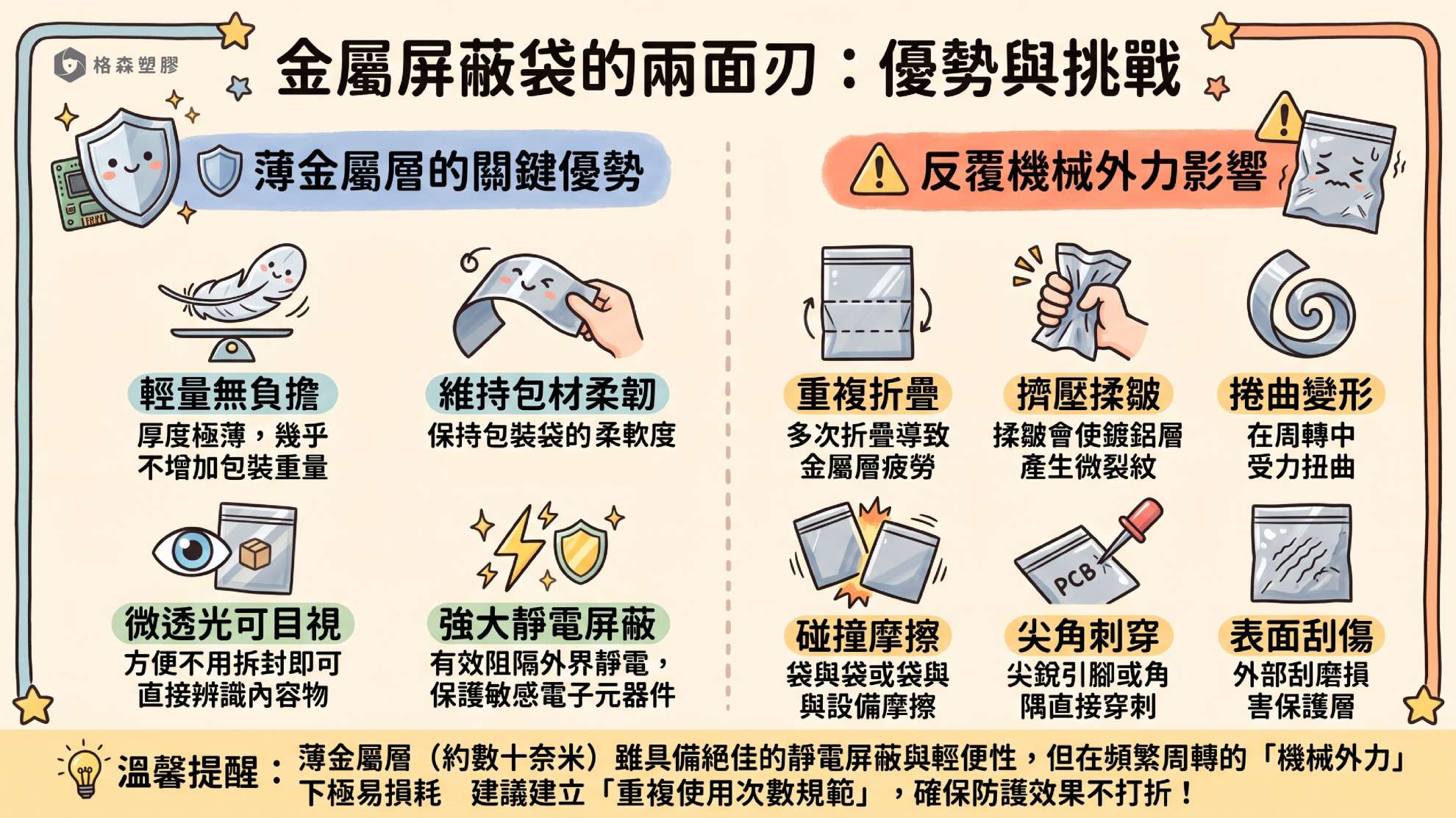 ●抗靜電金屬袋可以重複使用嗎？折痕、破洞、刮傷與金屬層損傷判斷｜格森塑膠