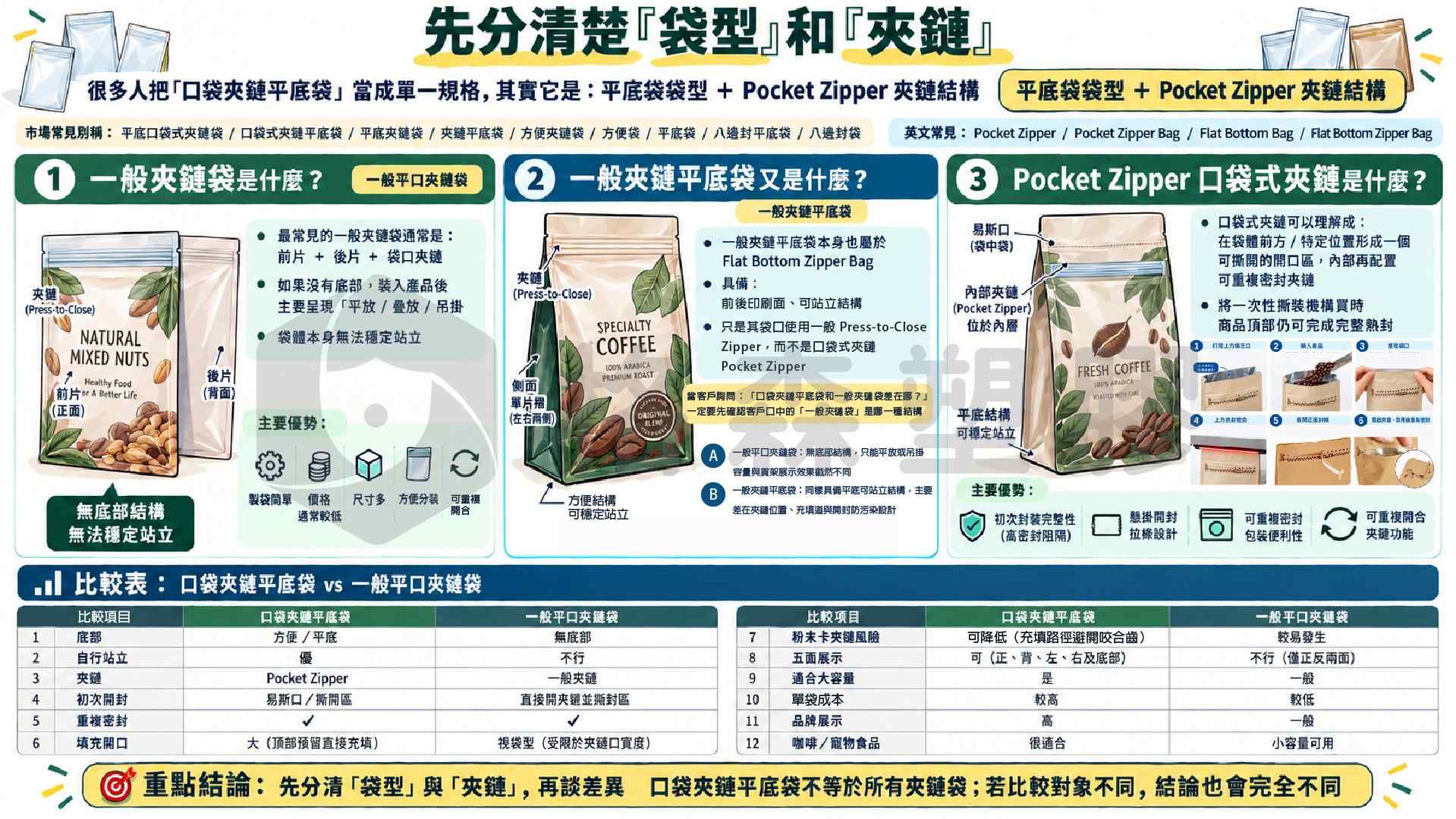 ●口袋夾鏈平底袋和一般夾鏈袋有什麼不同?Pocket Zipper、方底結構與裝填方式完整比較|格森塑膠 ●口袋夾鏈平底袋和一般夾鏈袋有什麼不同?Pocket Zipper、方底結構與裝填方式完整比較|格森塑膠