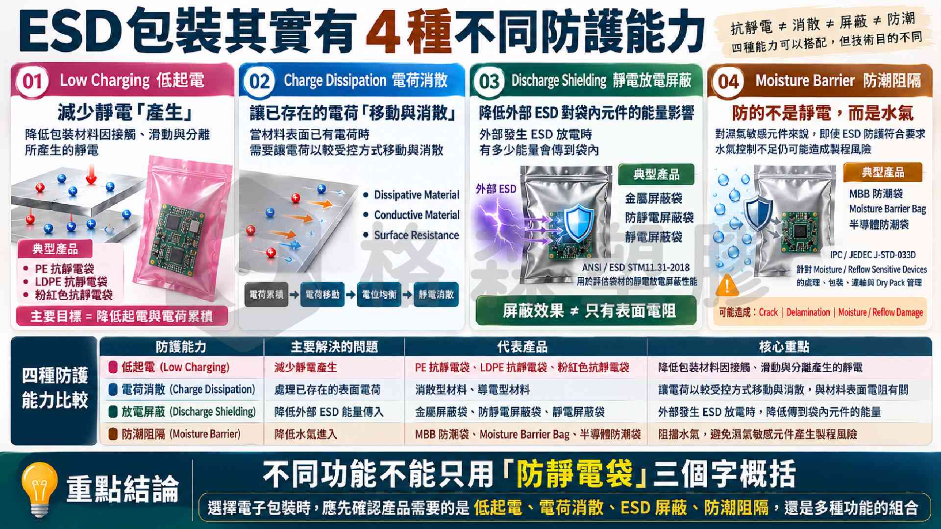 ●ESD防護包裝大全｜抗靜電袋、導電袋、金屬屏蔽袋、MBB防潮袋差在哪？｜格森塑膠