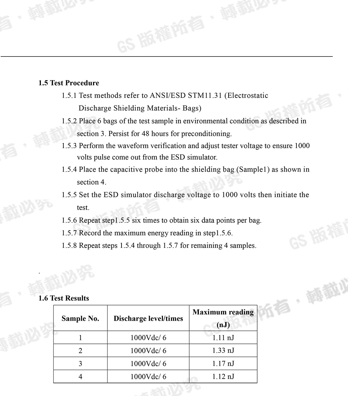 鋁箔袋靜電遮蔽能量檢測